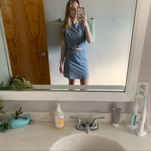 Forever 21 striped blue knot cutout dress